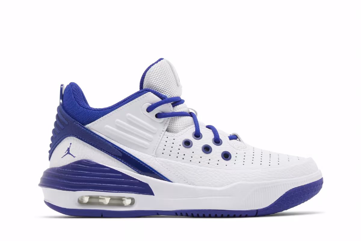 Air Jordan Max Aura 5 GS White Radiant Blue, view 2