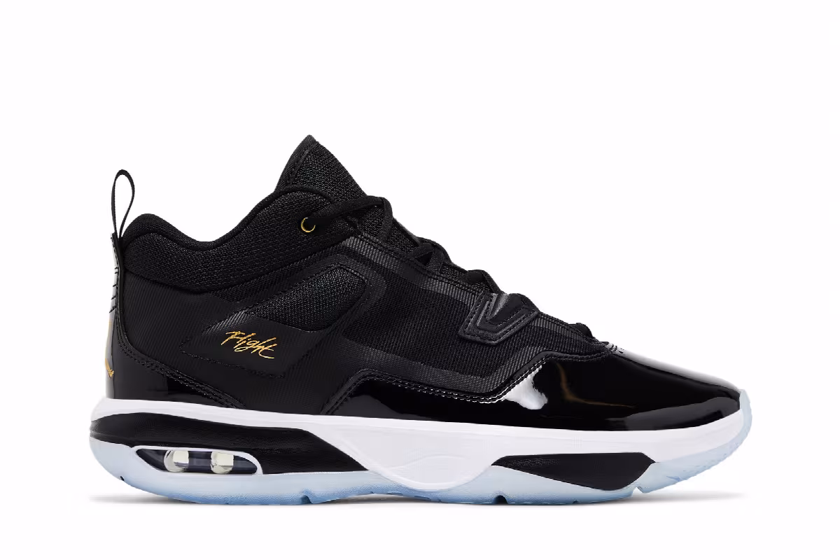 Air Jordan Stay Loyal 3 Black White Metallic Gold, view 2