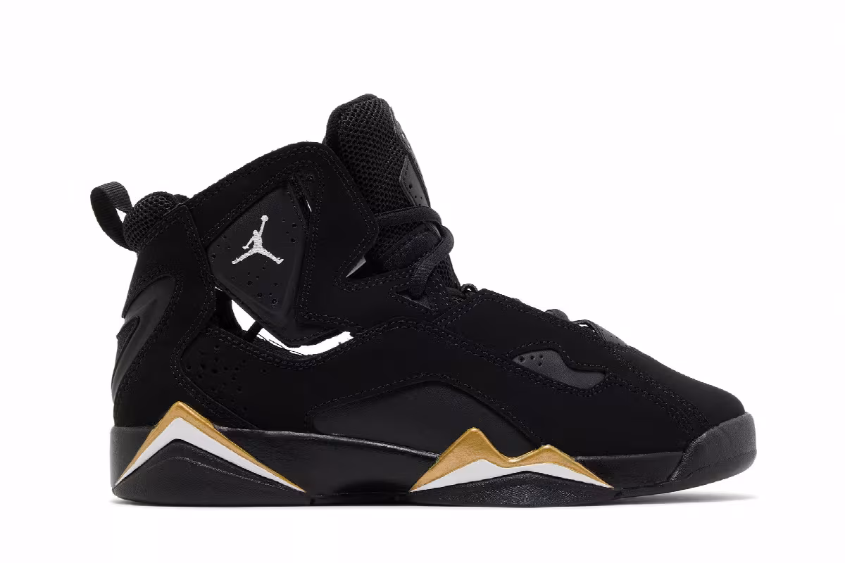 Air Jordan True Flight GS Black Metallic Gold 2023, view 2