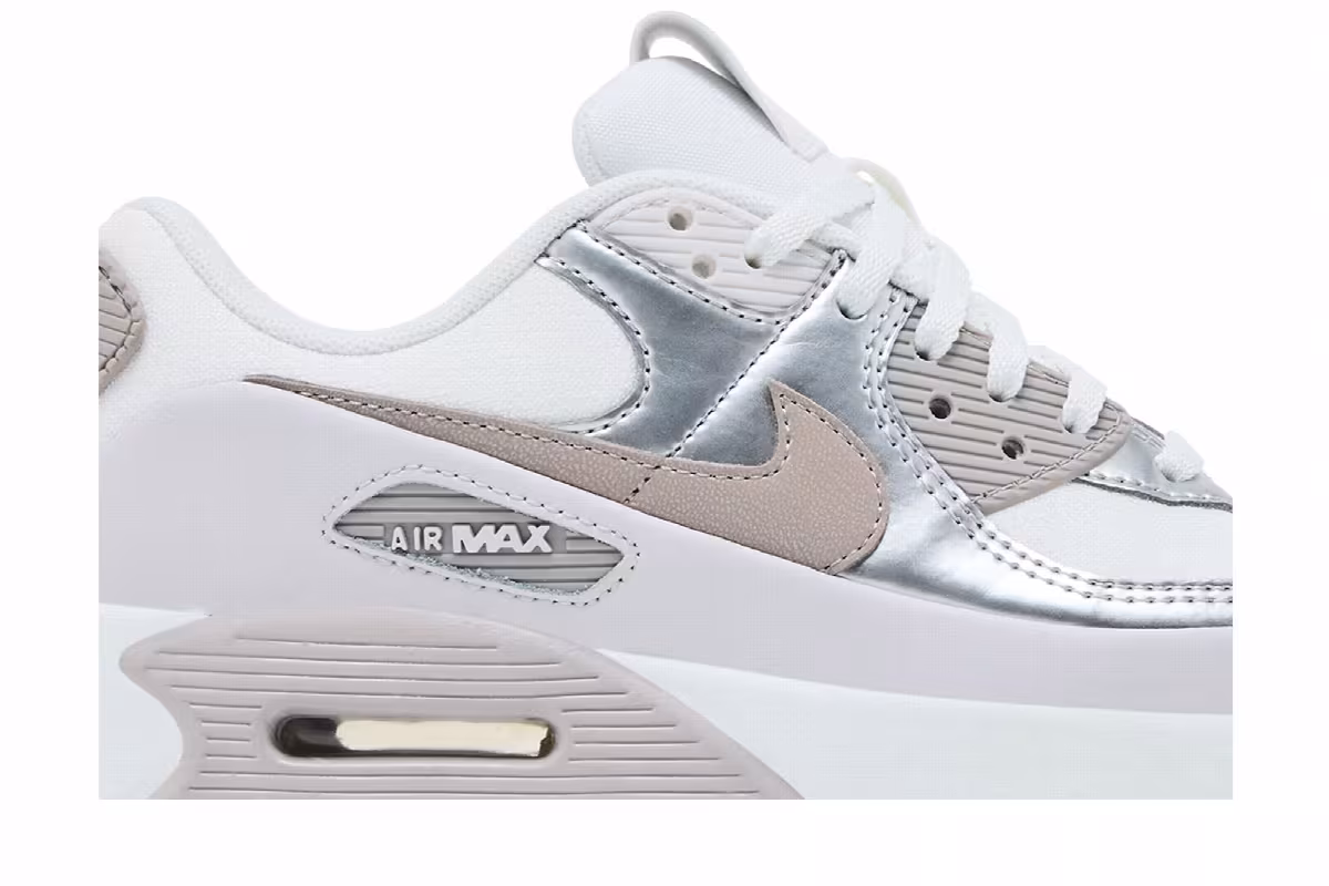 Nike Women's Air Max 90 LV8 Vast Grey Metallic Platinum, view 3
