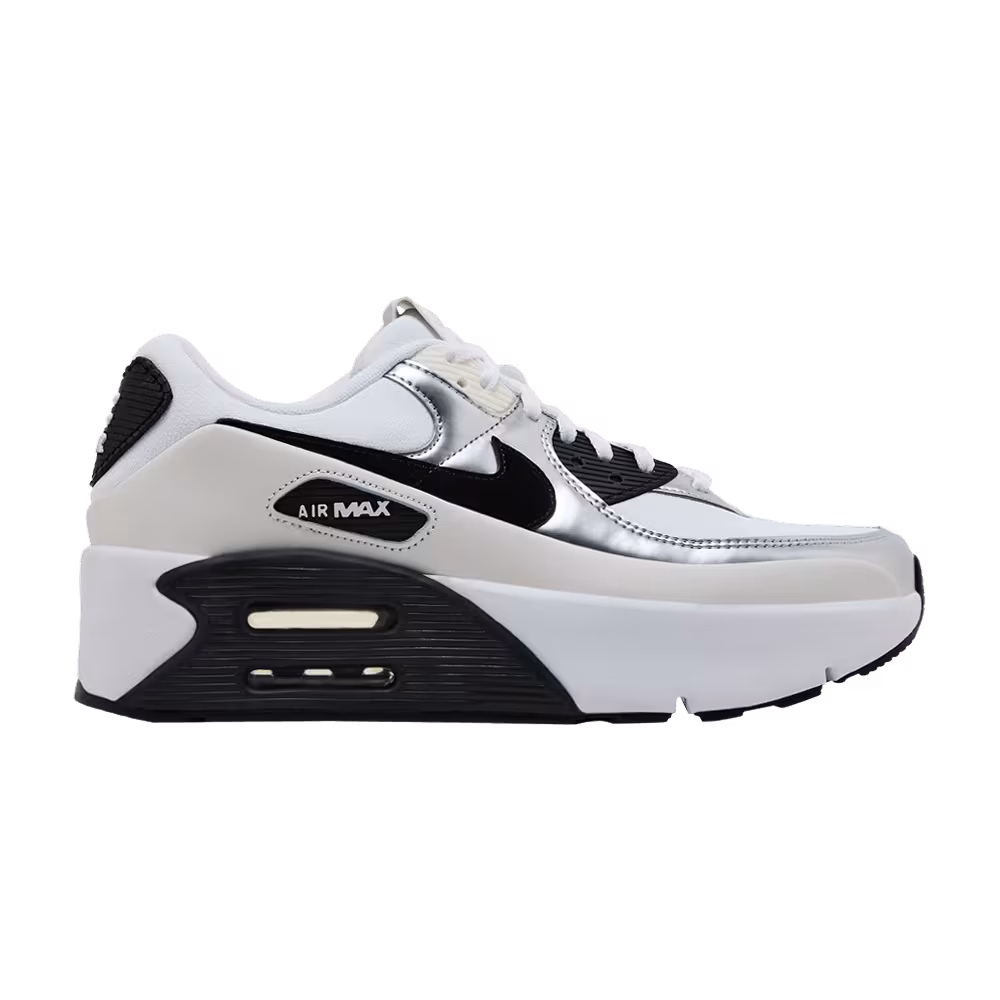 Nike Women's Air Max 90 LV8 Phantom Metallic Silver Black