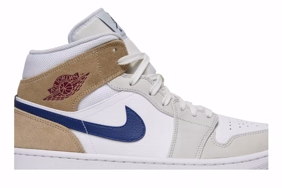 Air Jordan 1 Mid White Khaki Blue Void, view 3