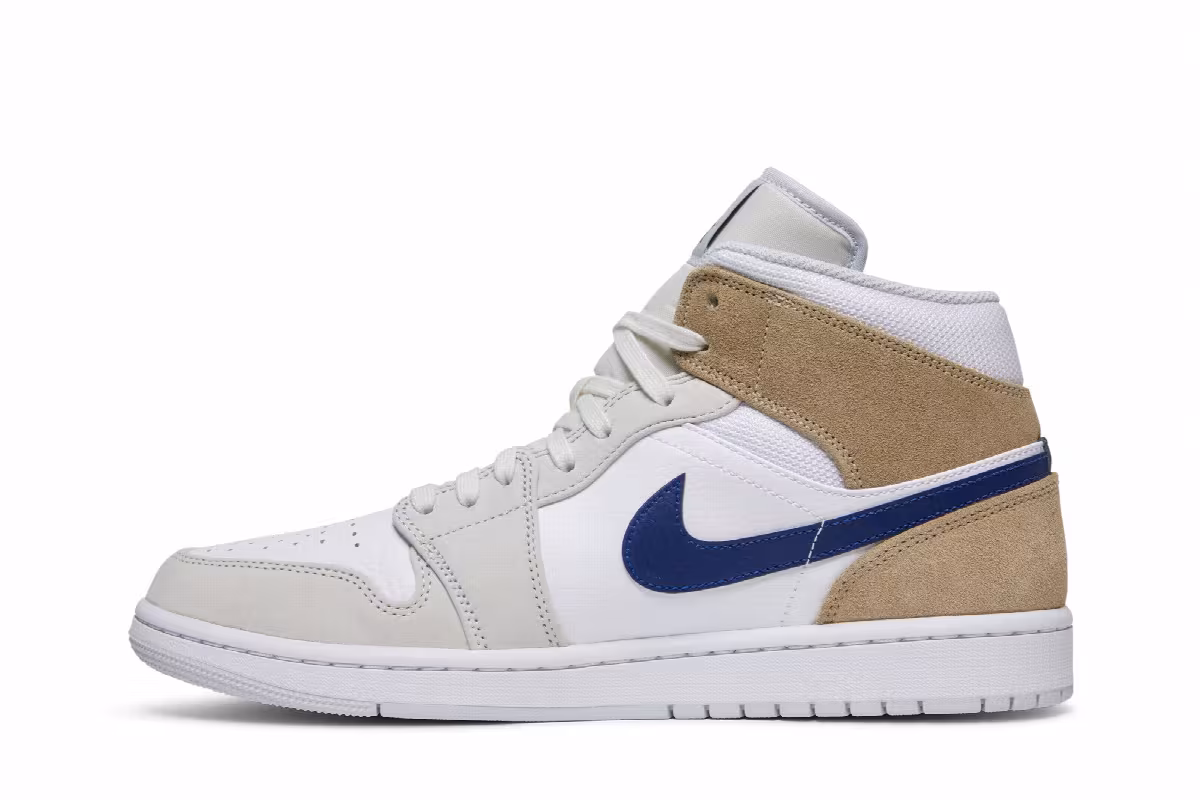Air Jordan 1 Mid White Khaki Blue Void, view 4