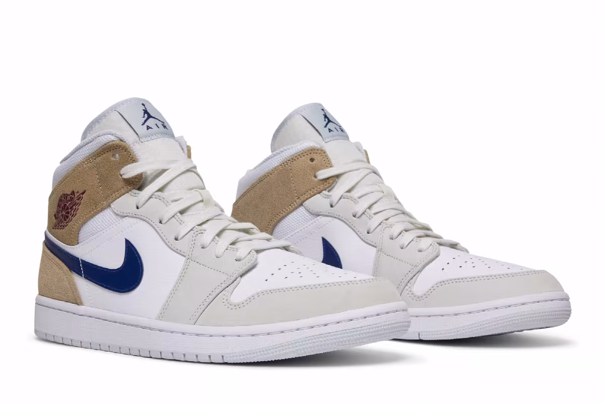 Air Jordan 1 Mid White Khaki Blue Void, view 9