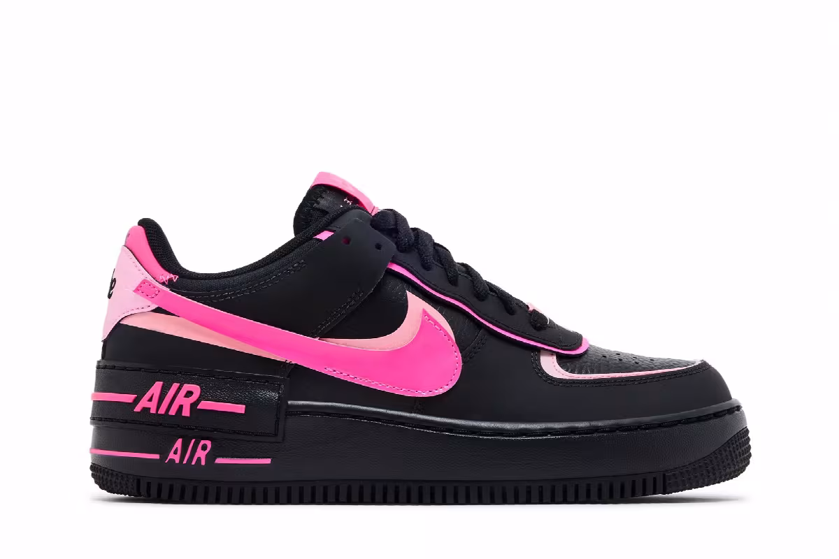 Nike Women's Air Force 1 Shadow Black Pink Spell, view 2