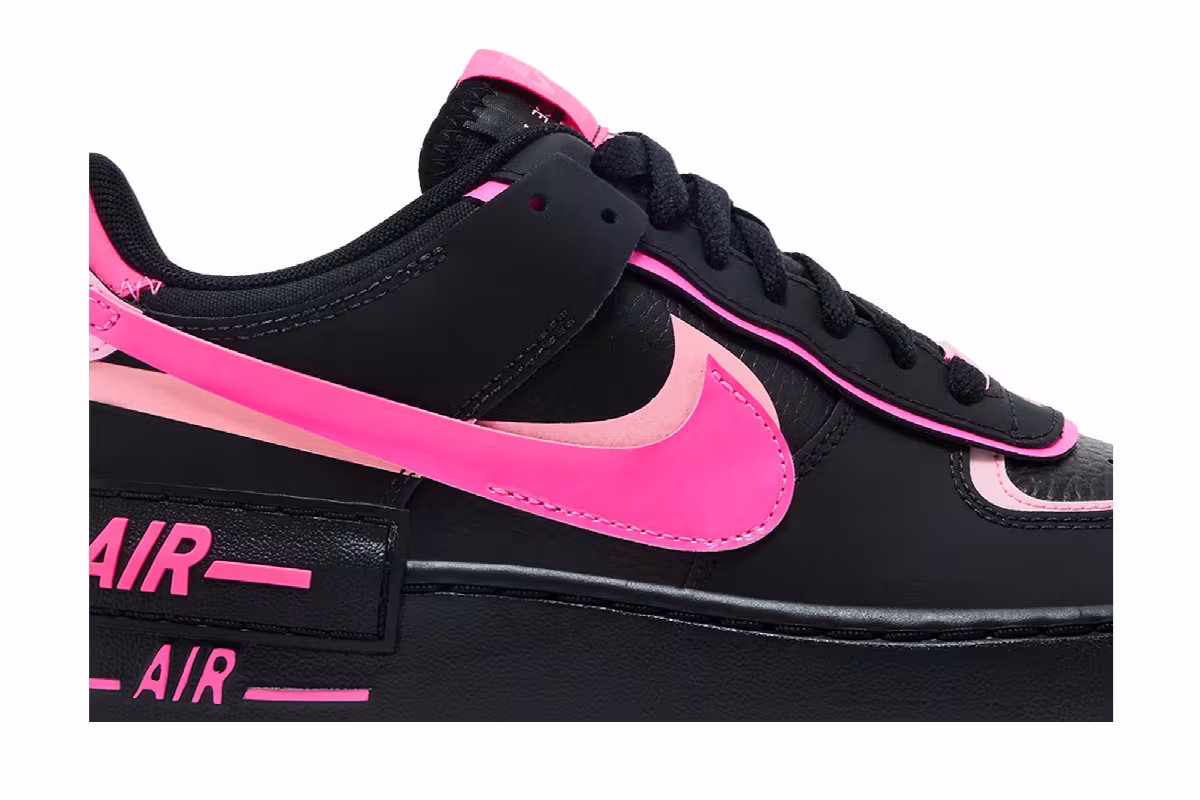 Nike Women's Air Force 1 Shadow Black Pink Spell, view 3