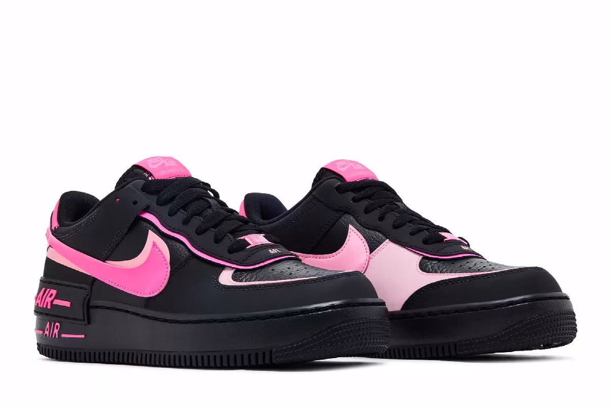 Nike Women's Air Force 1 Shadow Black Pink Spell, view 9