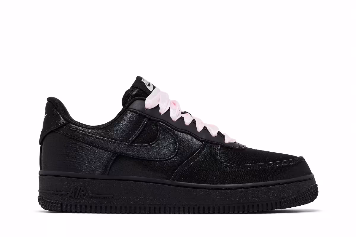 Nike Women's Air Force 1 Low Black Satin, view 2