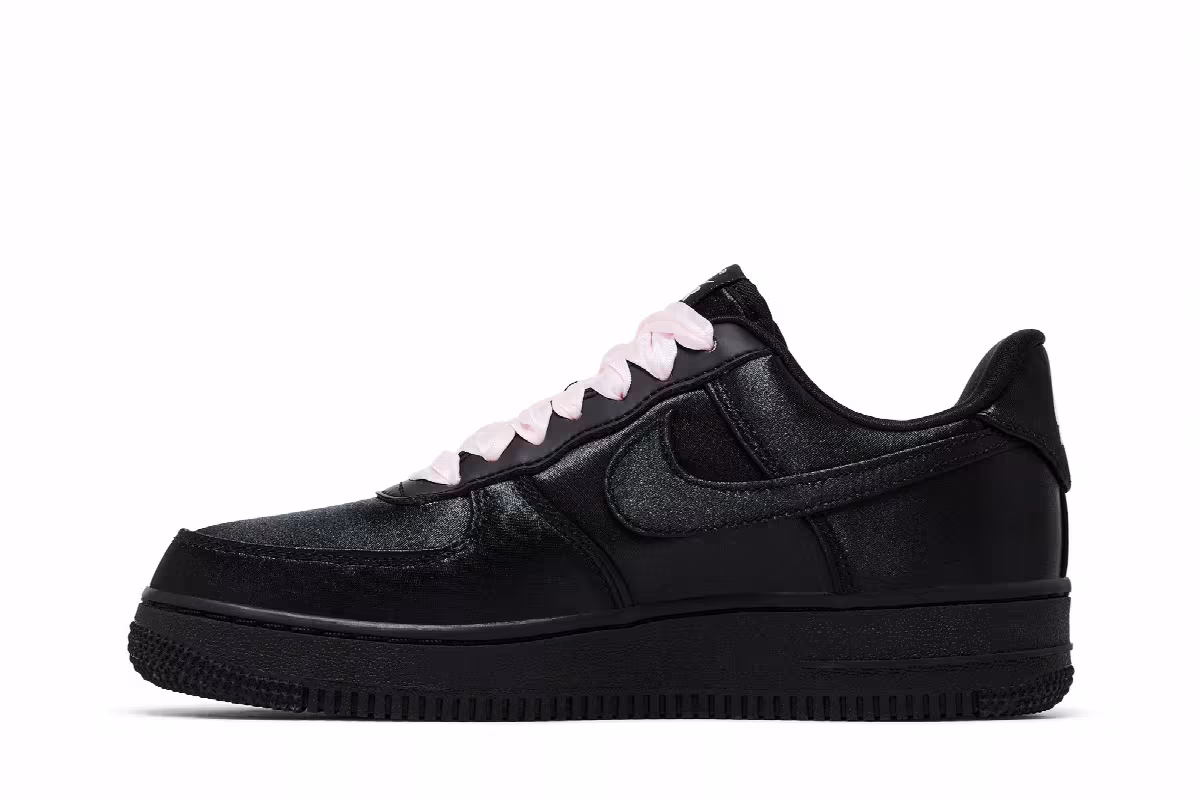 Nike Women's Air Force 1 Low Black Satin, view 4