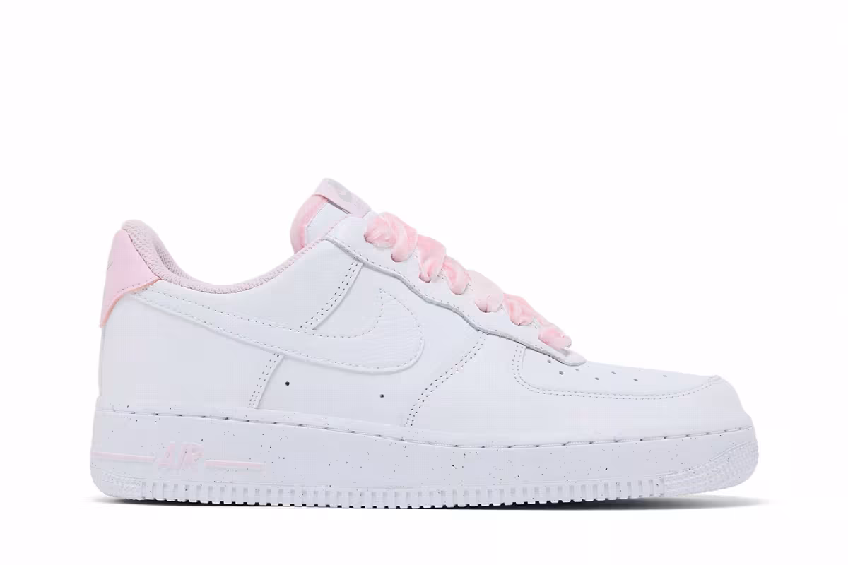 Nike Women's Air Force 1 Low Pink Velvet Laces, view 2
