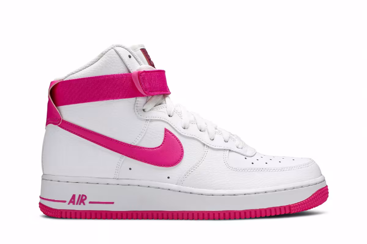 Nike Women's Air Force 1 High White Fuchsia, view 2