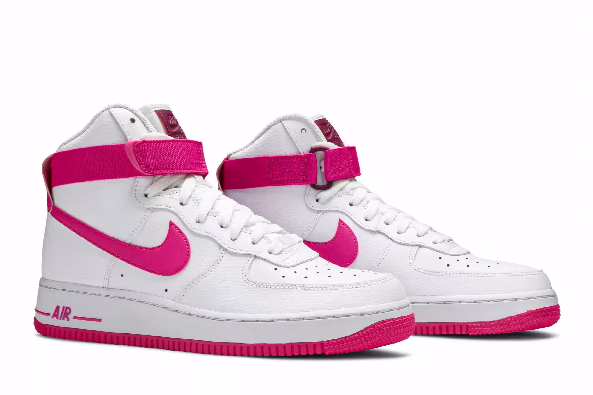 Nike Women's Air Force 1 High White Fuchsia, view 9