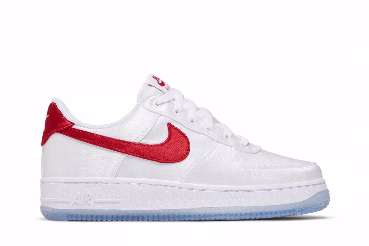 Nike Women's Air Force 1 Low Satin - White Gym Red, view 2