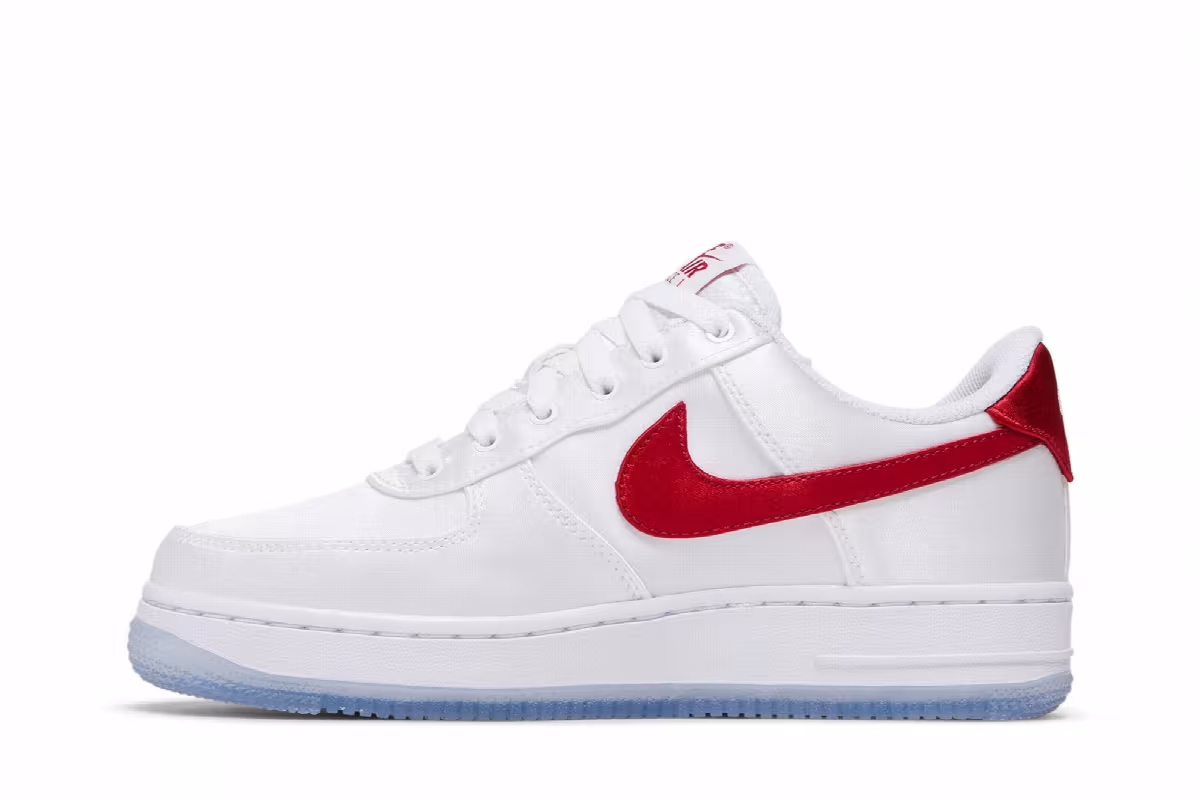 Nike Women's Air Force 1 Low Satin - White Gym Red, view 4