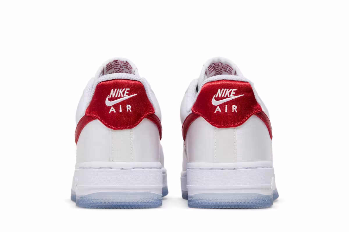 Nike Women's Air Force 1 Low Satin - White Gym Red, view 7