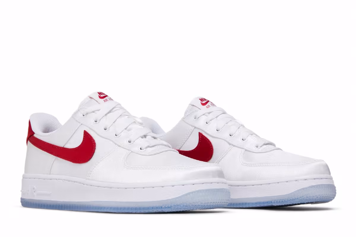 Nike Women's Air Force 1 Low Satin - White Gym Red, view 9