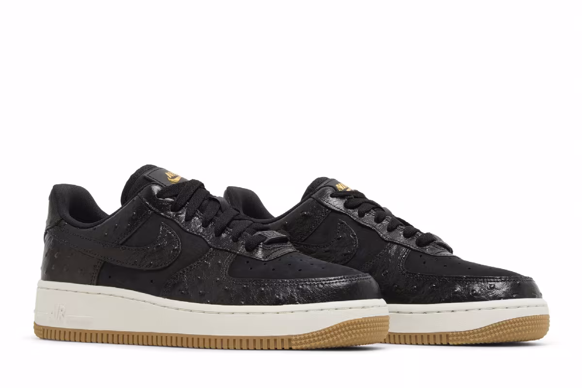 Nike Women's Air Force 1 Black Ostrich, view 9