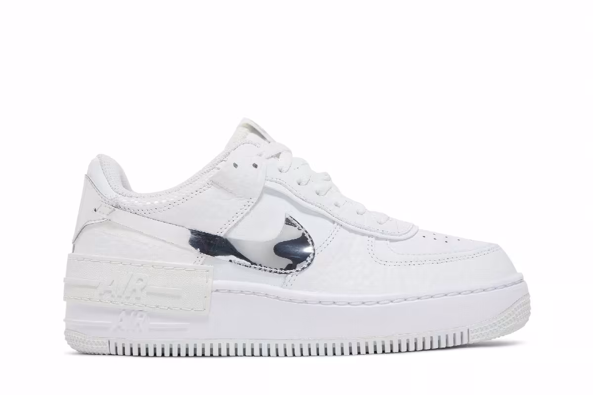Nike Women's Air Force 1 Shadow White Metallic Silver, view 2