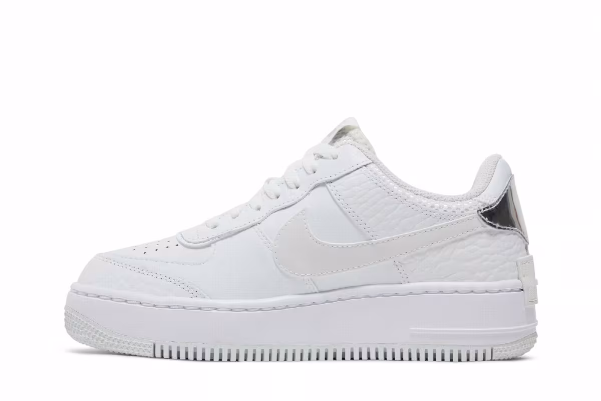 Nike Women's Air Force 1 Shadow White Metallic Silver, view 4