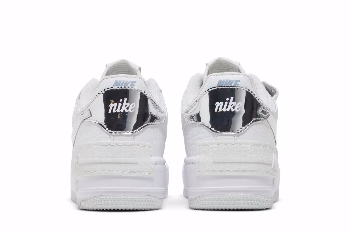 Nike Women's Air Force 1 Shadow White Metallic Silver, view 7