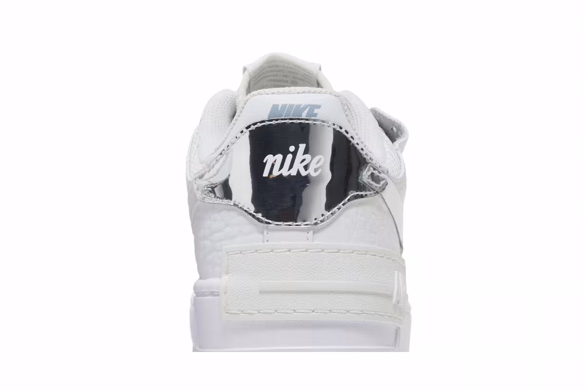 Nike Women's Air Force 1 Shadow White Metallic Silver, view 8