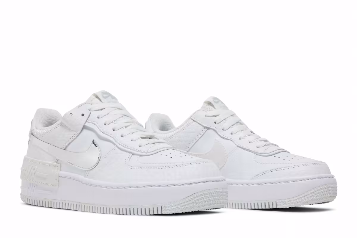 Nike Women's Air Force 1 Shadow White Metallic Silver, view 9