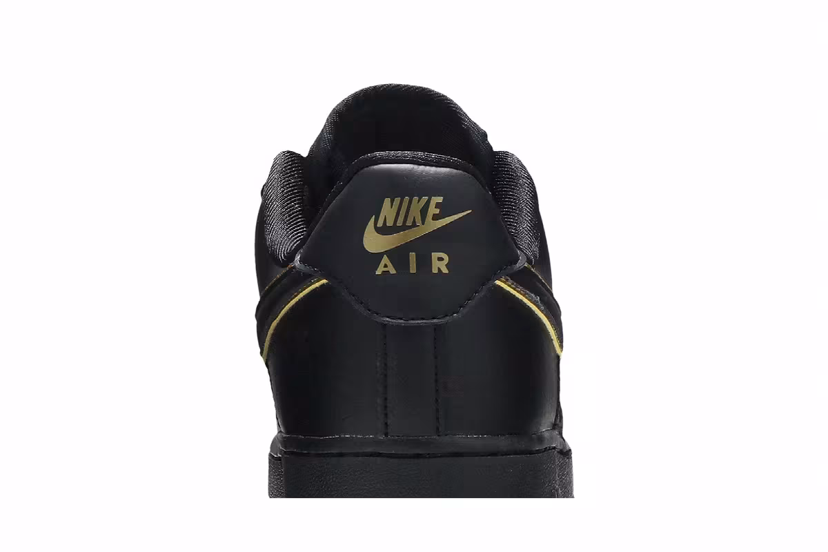 Nike Women's Air Force 1 Low Black Gold Swoosh, view 8