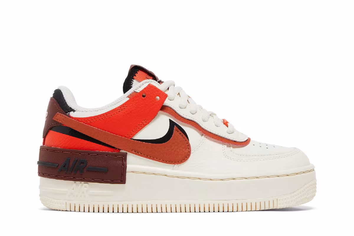 Nike Women's Air Force 1 Shadow Pale Ivory Oxen Brown, view 2