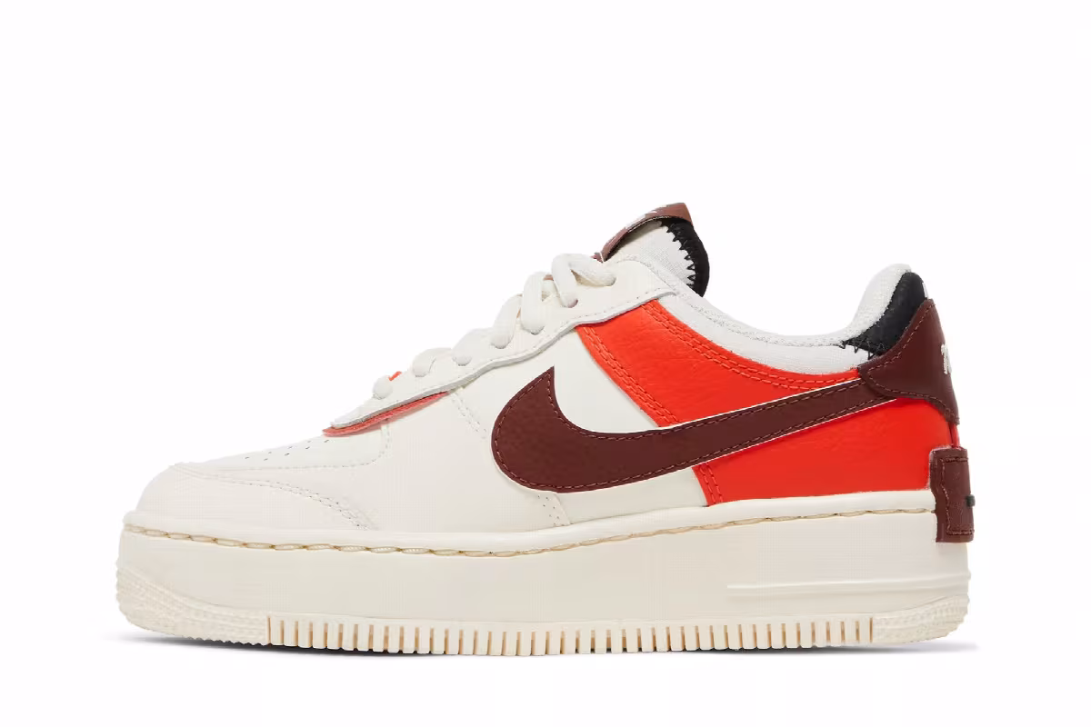Nike Women's Air Force 1 Shadow Pale Ivory Oxen Brown, view 4