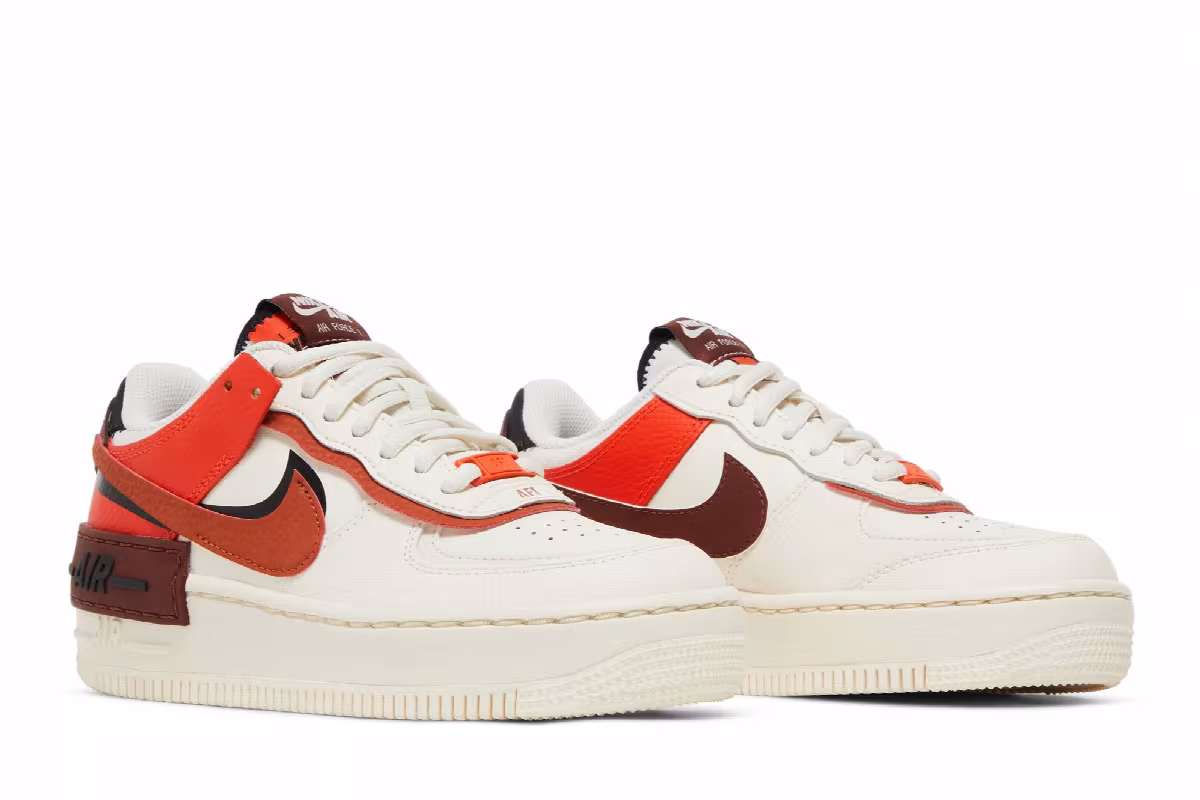 Nike Women's Air Force 1 Shadow Pale Ivory Oxen Brown, view 9