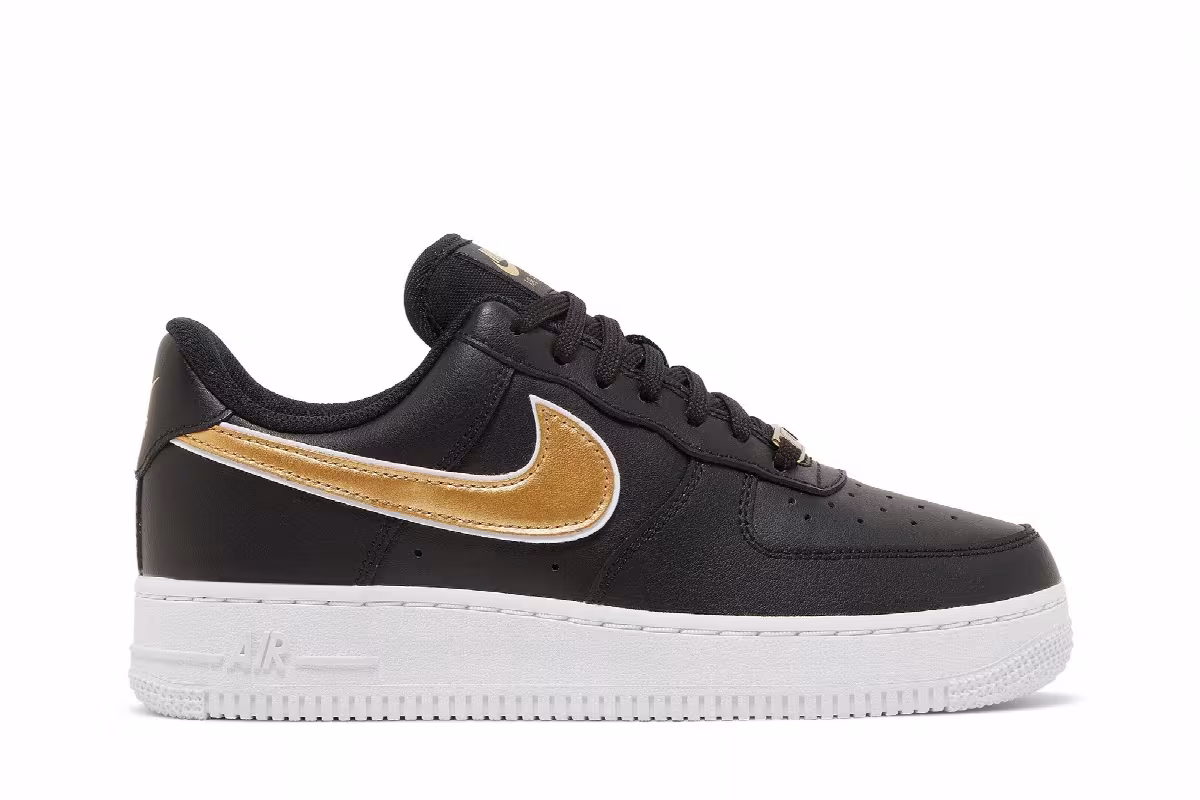 Nike Women's Air Force 1 Black Metallic Gold, view 2