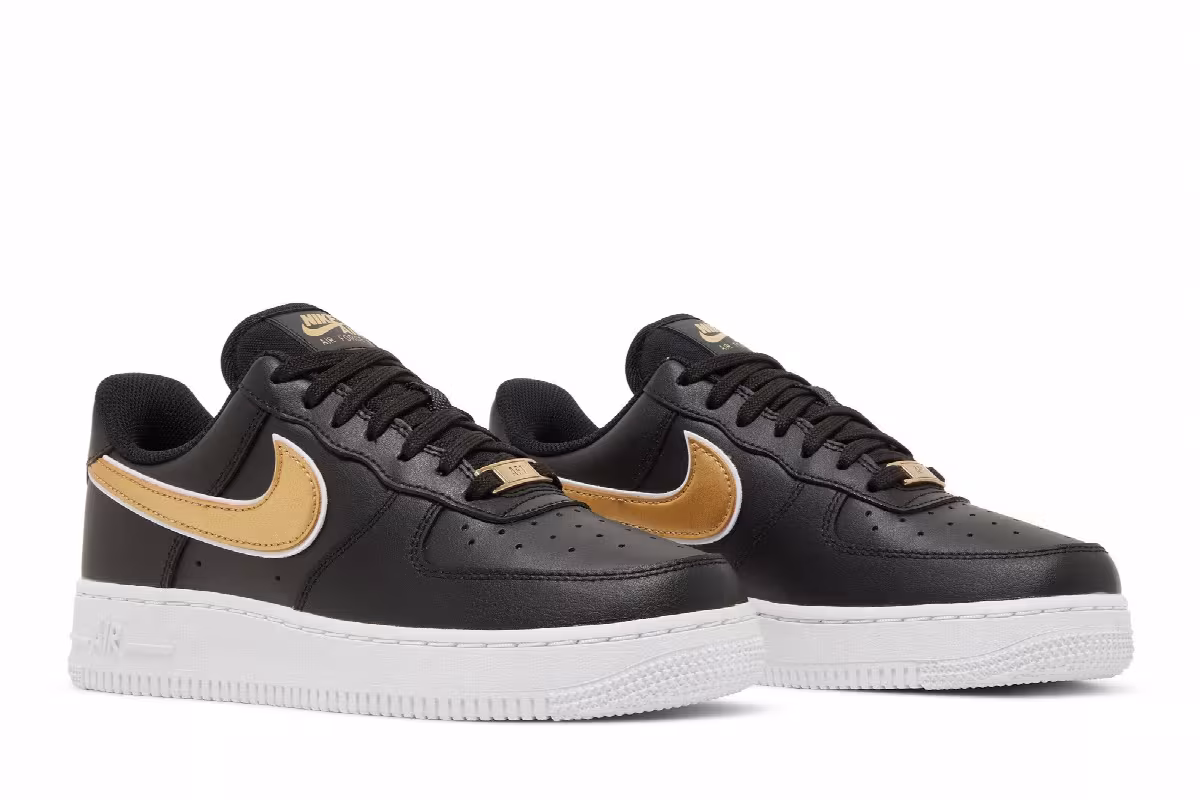 Nike Women's Air Force 1 Black Metallic Gold, view 9