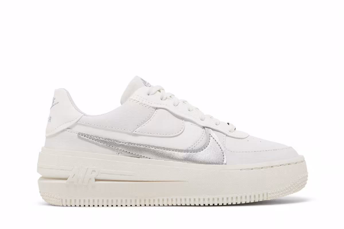 Nike Women's Air Force 1 PLT.AF.ORM White Metallic Silver, view 2
