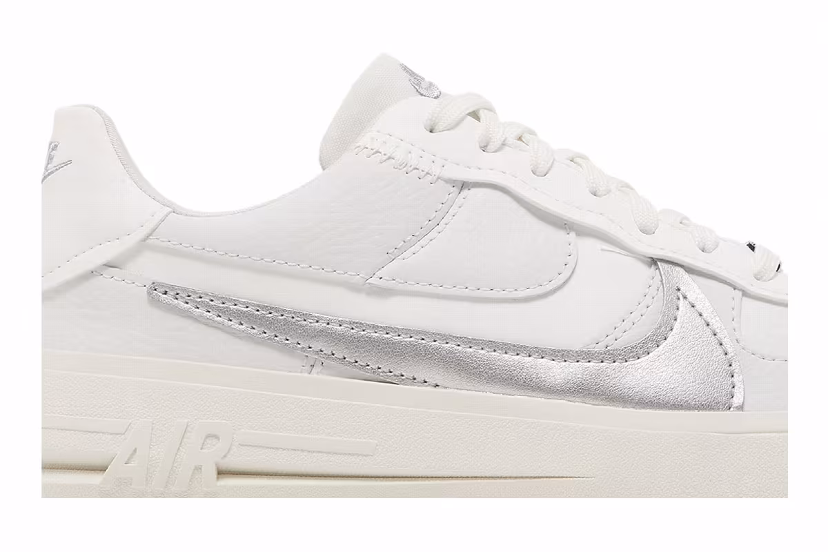 Nike Women's Air Force 1 PLT.AF.ORM White Metallic Silver, view 3