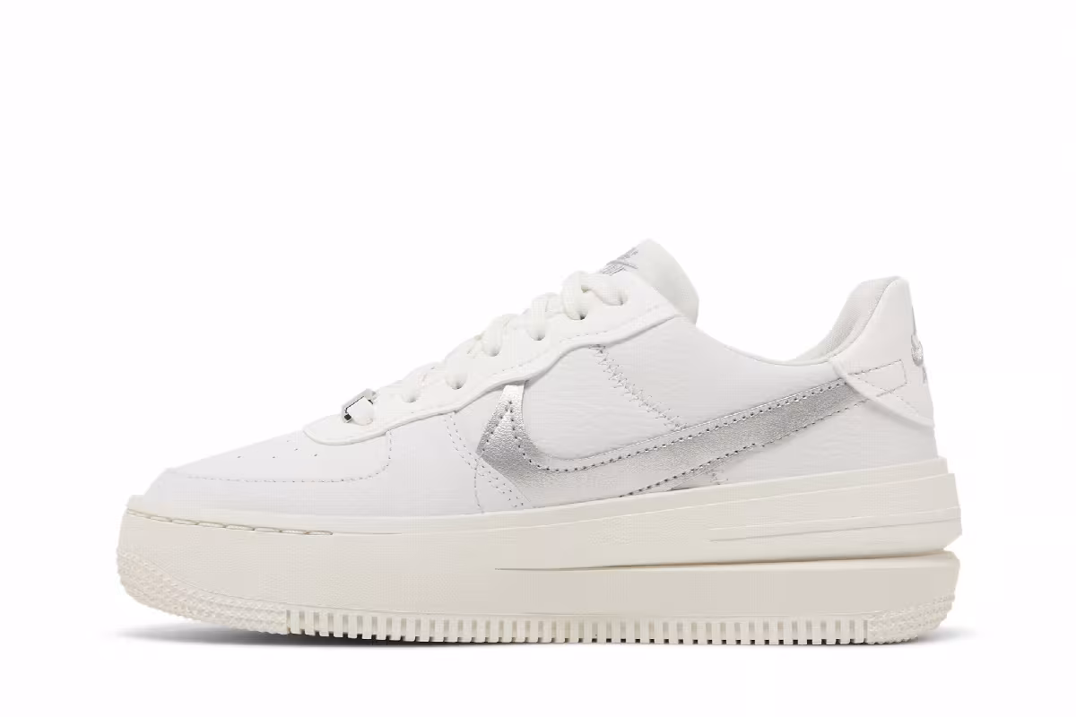 Nike Women's Air Force 1 PLT.AF.ORM White Metallic Silver, view 4