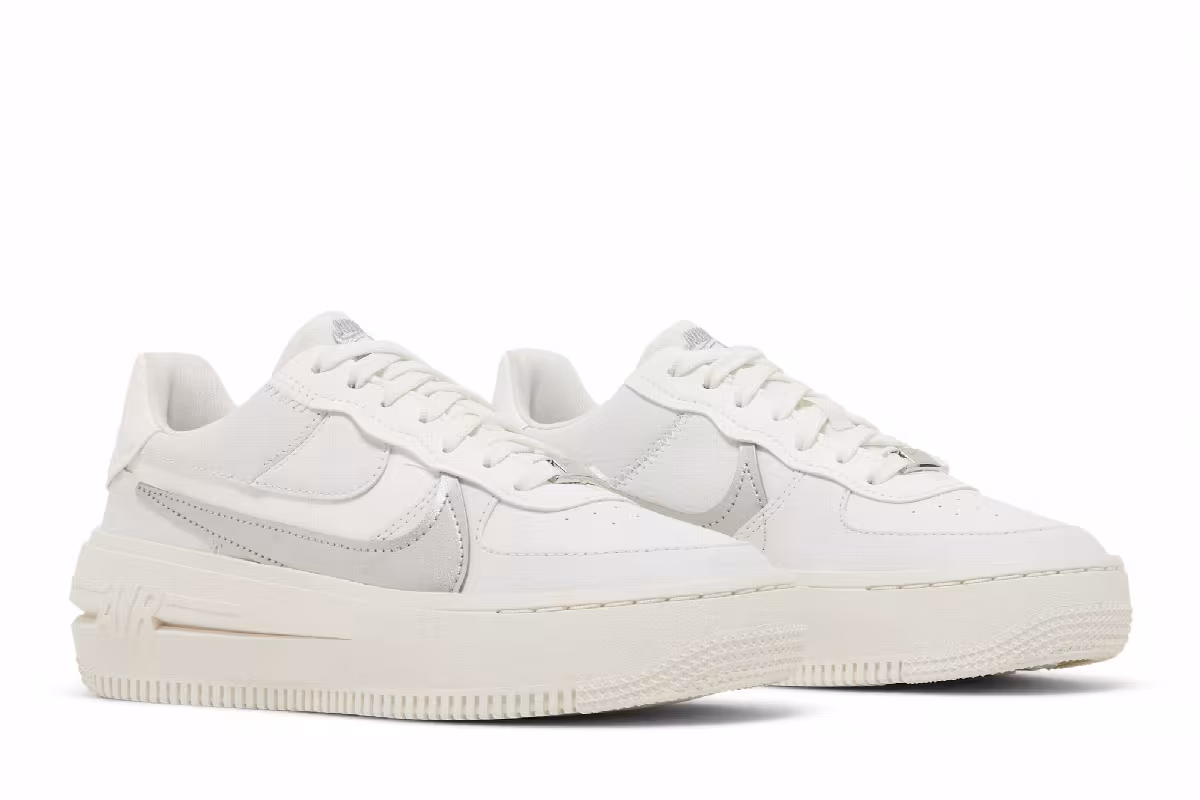 Nike Women's Air Force 1 PLT.AF.ORM White Metallic Silver, view 9