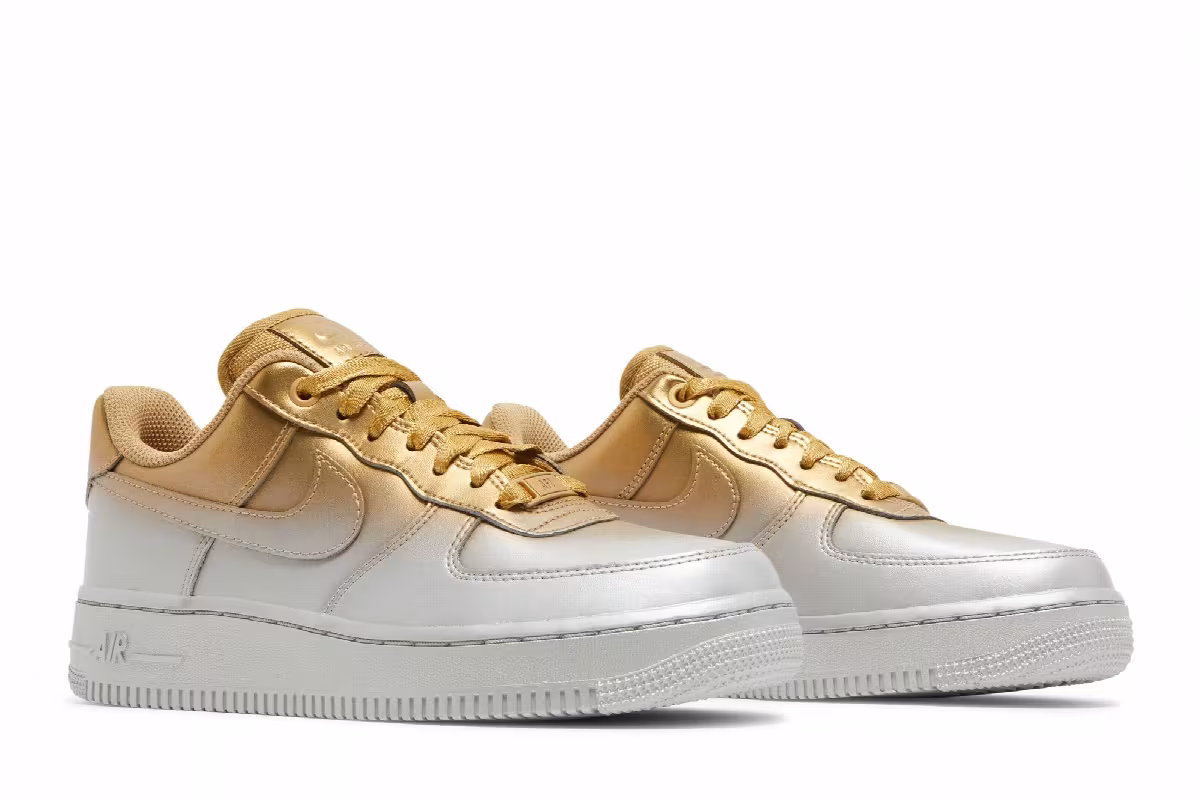 Nike Women's Air Force 1 Low Gold Silver, view 9
