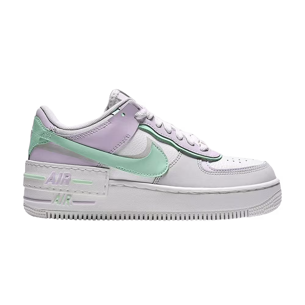 Nike Women's Air Force1 Shadow White Purple Green