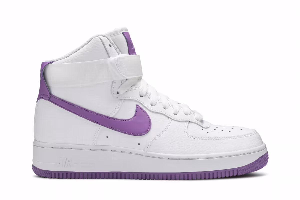 Nike Women's Air Force 1 High White Dark Orchid, view 2