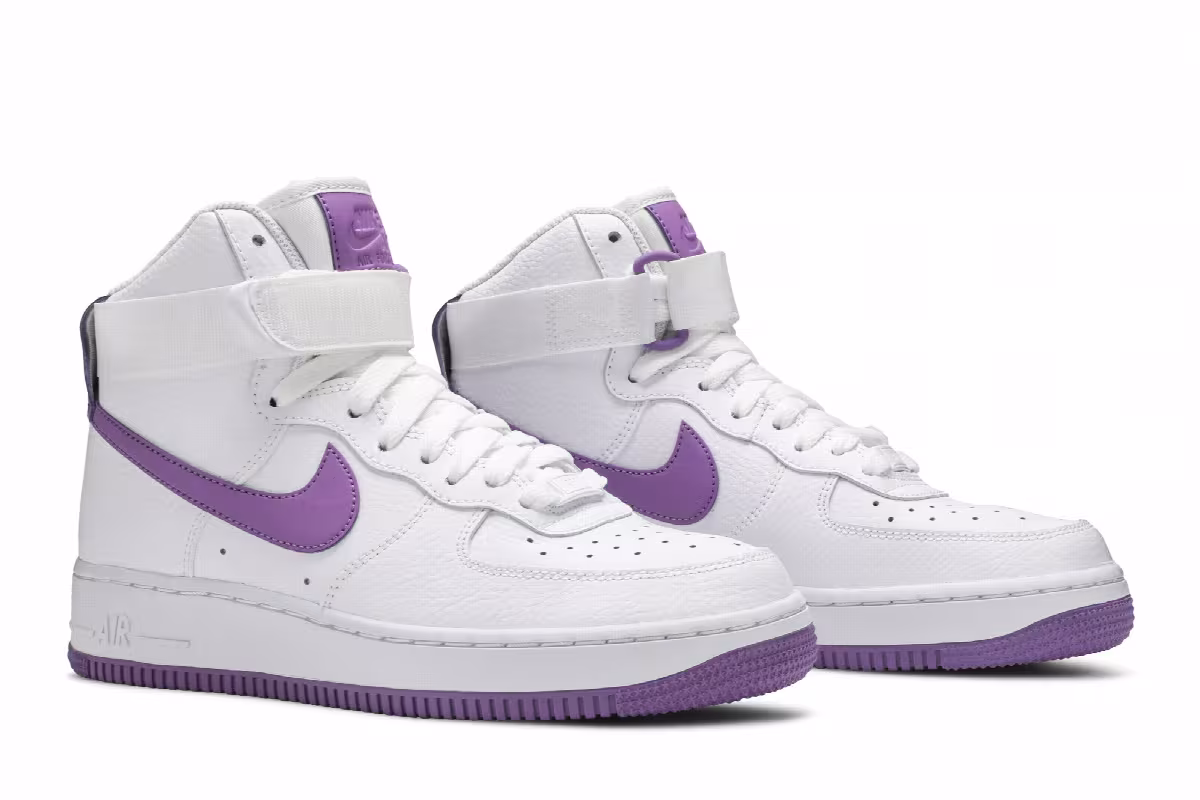 Nike Women's Air Force 1 High White Dark Orchid, view 9