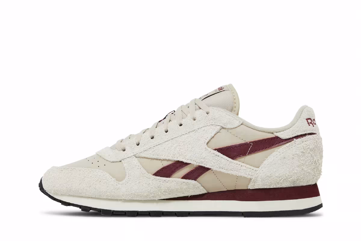Reebok Classic Leather Beige Classic Burgundy, view 4