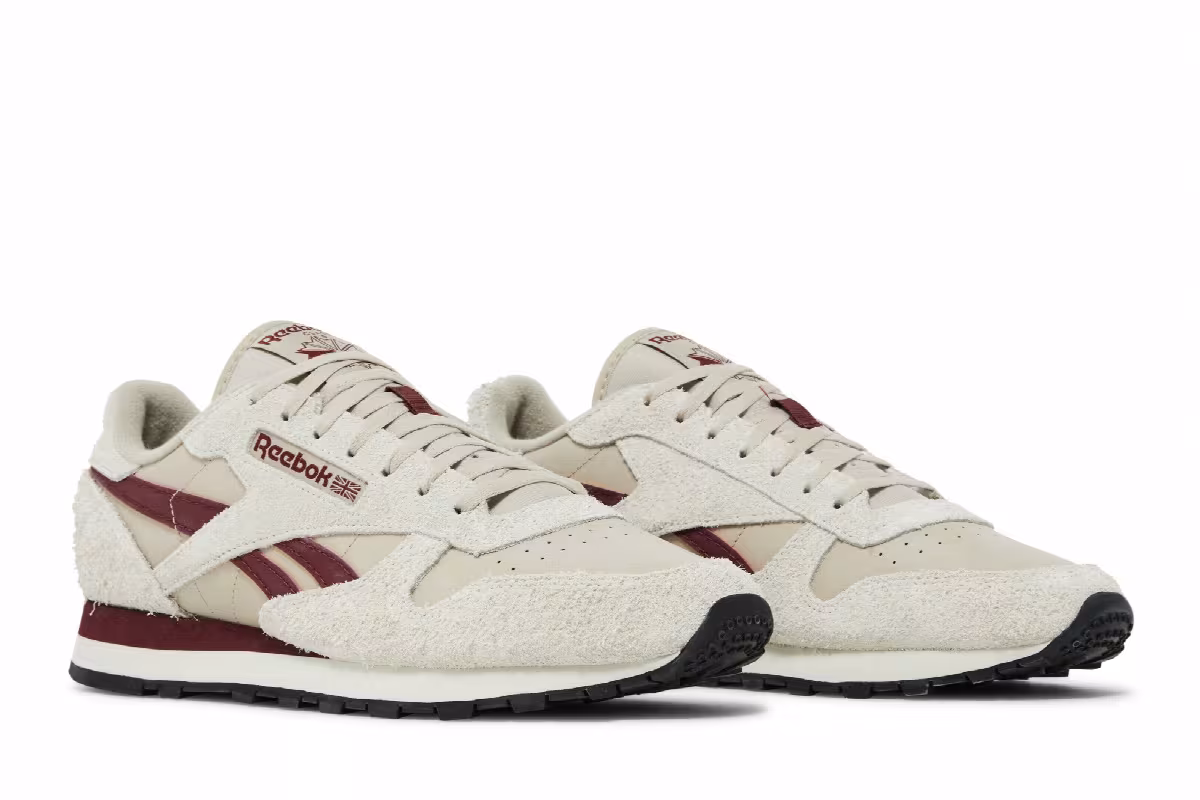 Reebok Classic Leather Beige Classic Burgundy, view 9