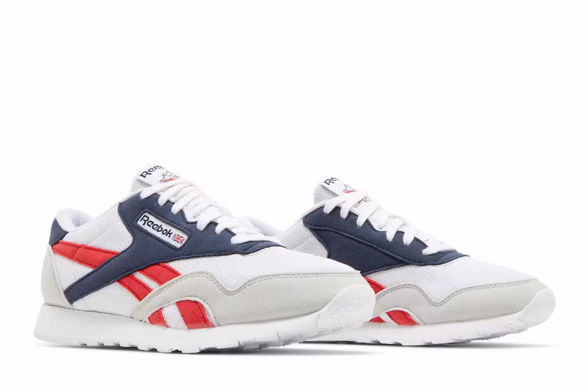 Reebok Classic Nylon White Vector Navy, view 9