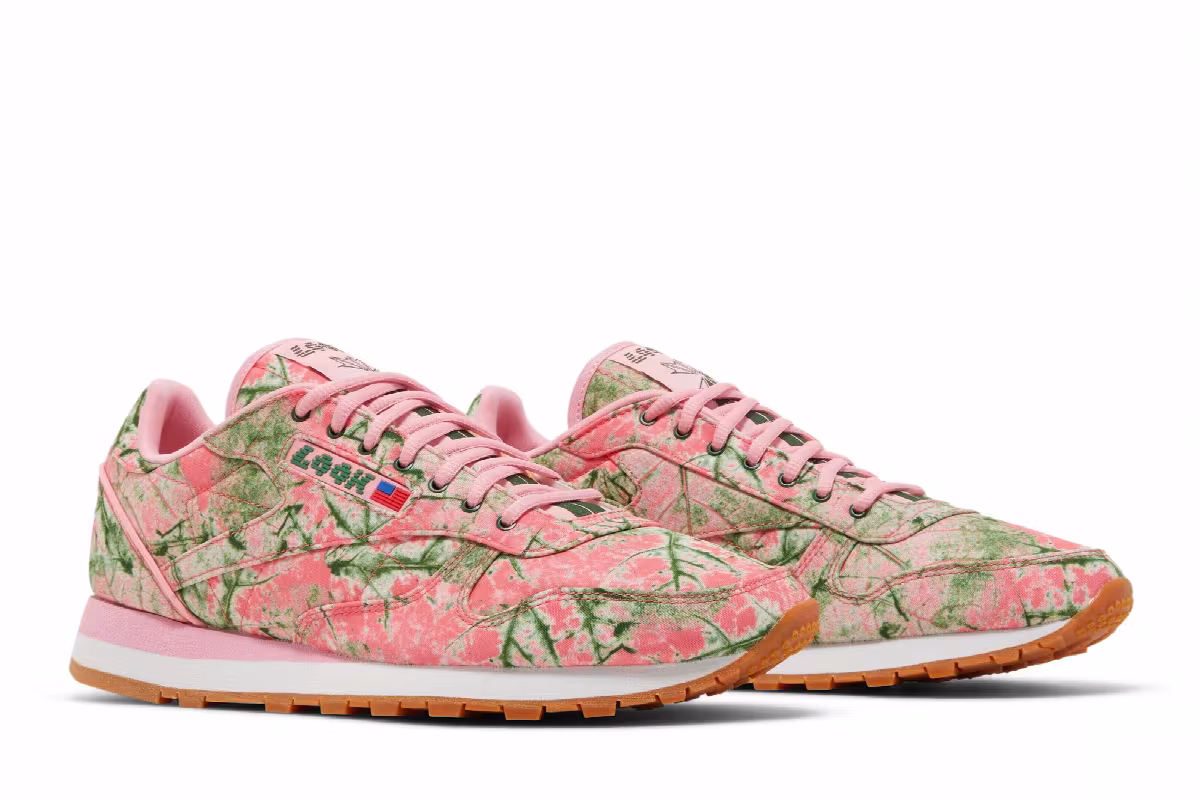 LQQK Studios x Reebok Classic Leather Leaf Camo - Bubble Gum, view 9