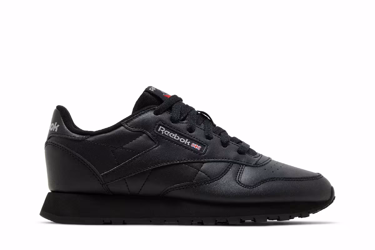 Reebok Classic Leather Big Kid Triple Black, view 2