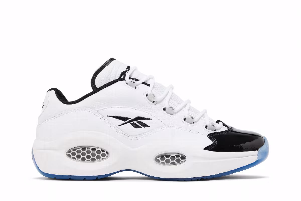 Reebok Question Low Patent Black Toe, view 2