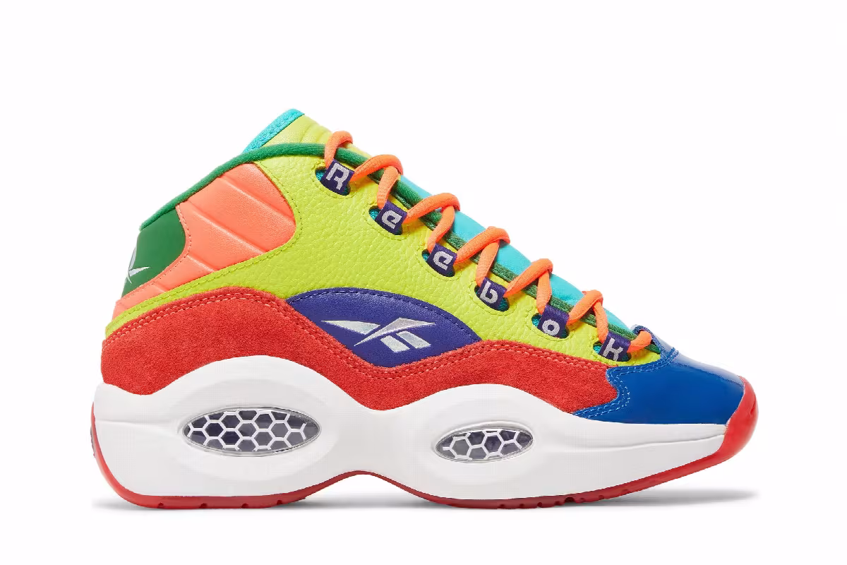 Reebok Question Mid Big Kid Color Explosion, view 2