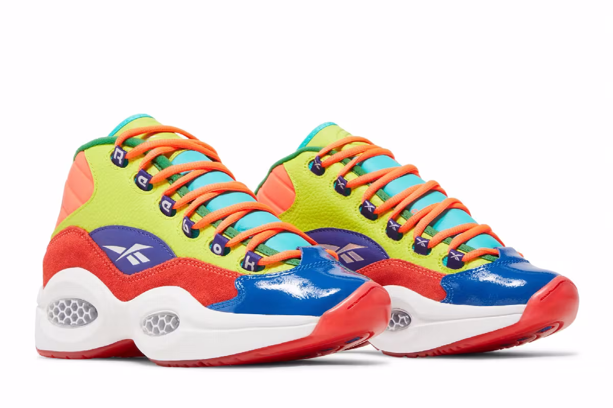 Reebok Question Mid Big Kid Color Explosion, view 9