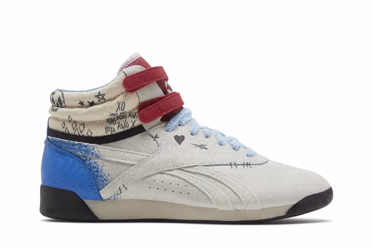 DC Comics x Reebok Women's Freestyle High Harley Quinn, view 2