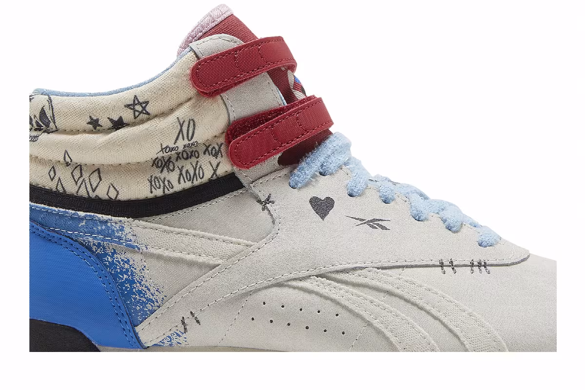 DC Comics x Reebok Women's Freestyle High Harley Quinn, view 3